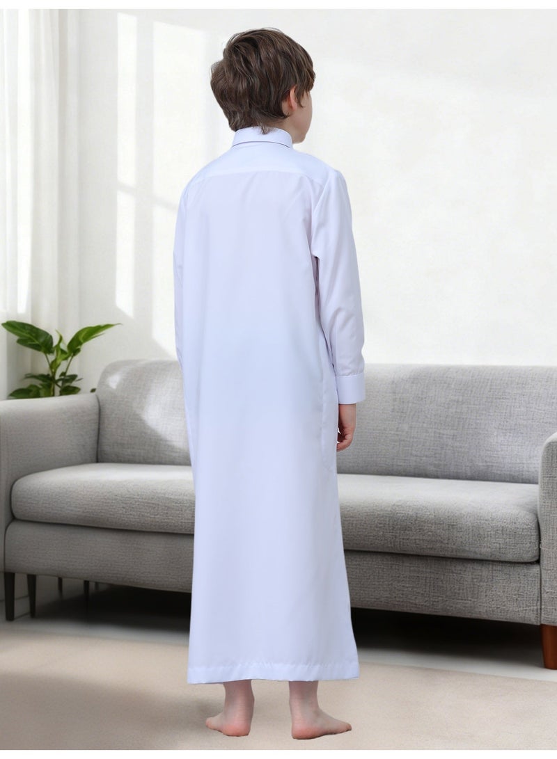 ثوب أطفال أبيض فاخر - Image 2